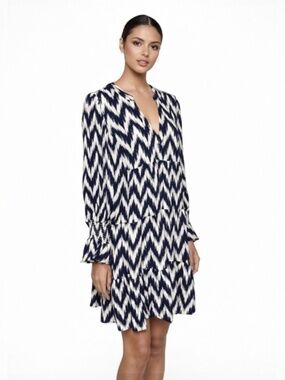 Pomander Place Tuckernuck Kenzo Ikat Boho Dress Navy XL Flowy